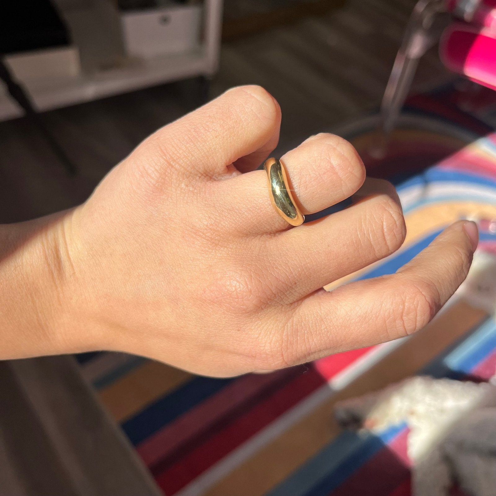 Curved "Arc" Gold Band - Image 2