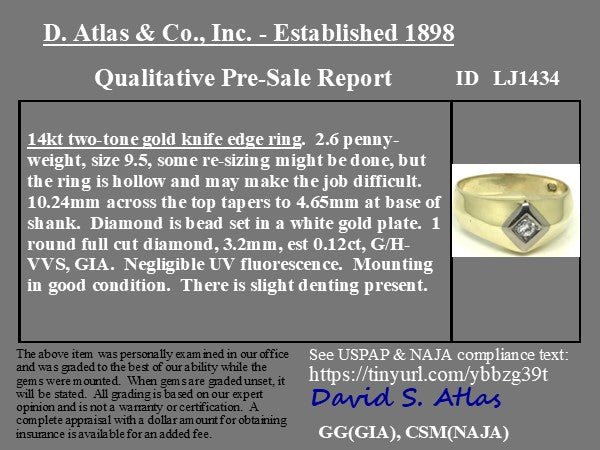 .12ct Diamond and Gold Knife Edge Unisex Band - Image 4