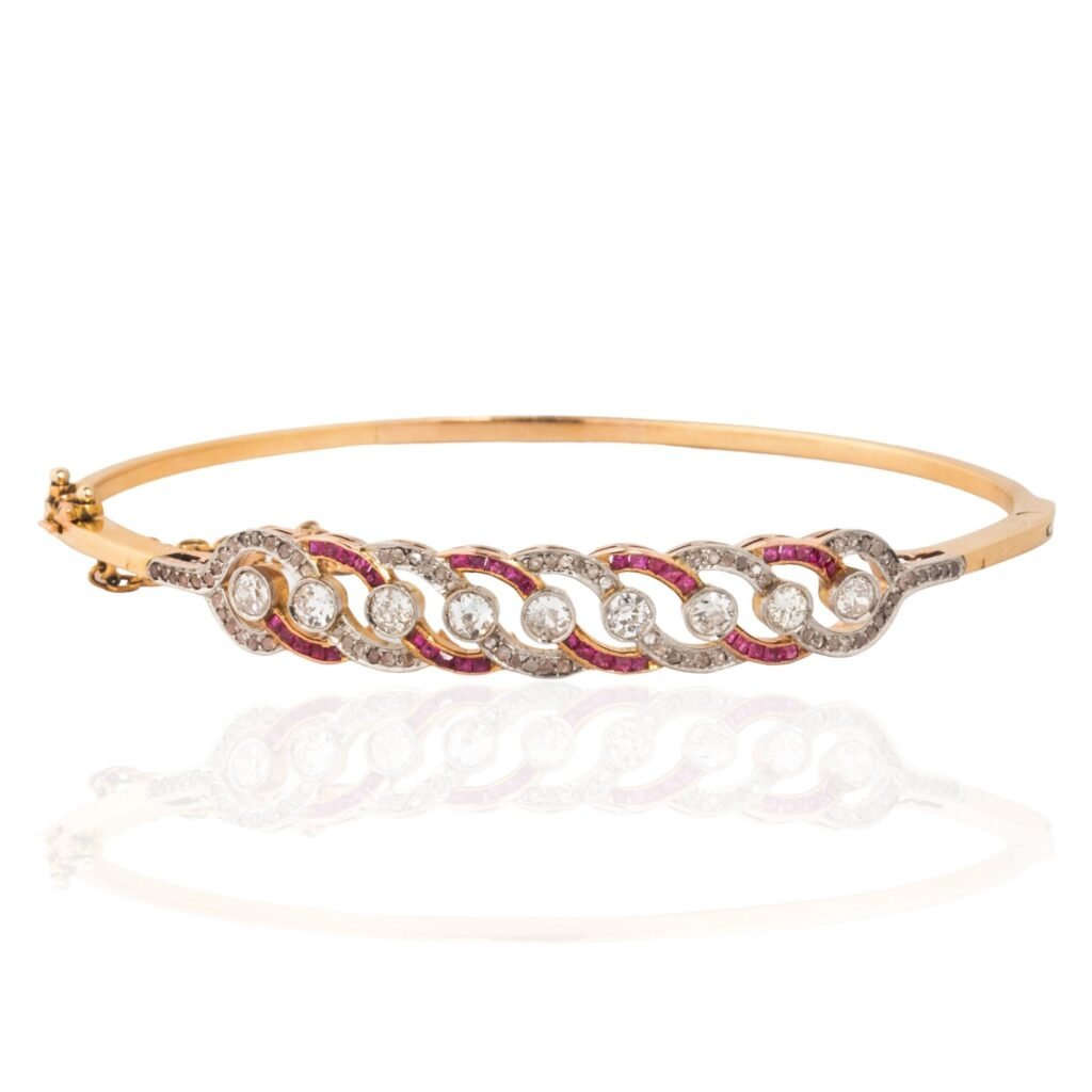 2.03ctw Edwardian Diamond & Ruby Bangle
