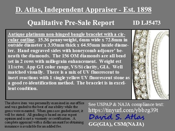 11.00ctw Edwardian Antique Old European Cut Diamond Bangle - Image 4