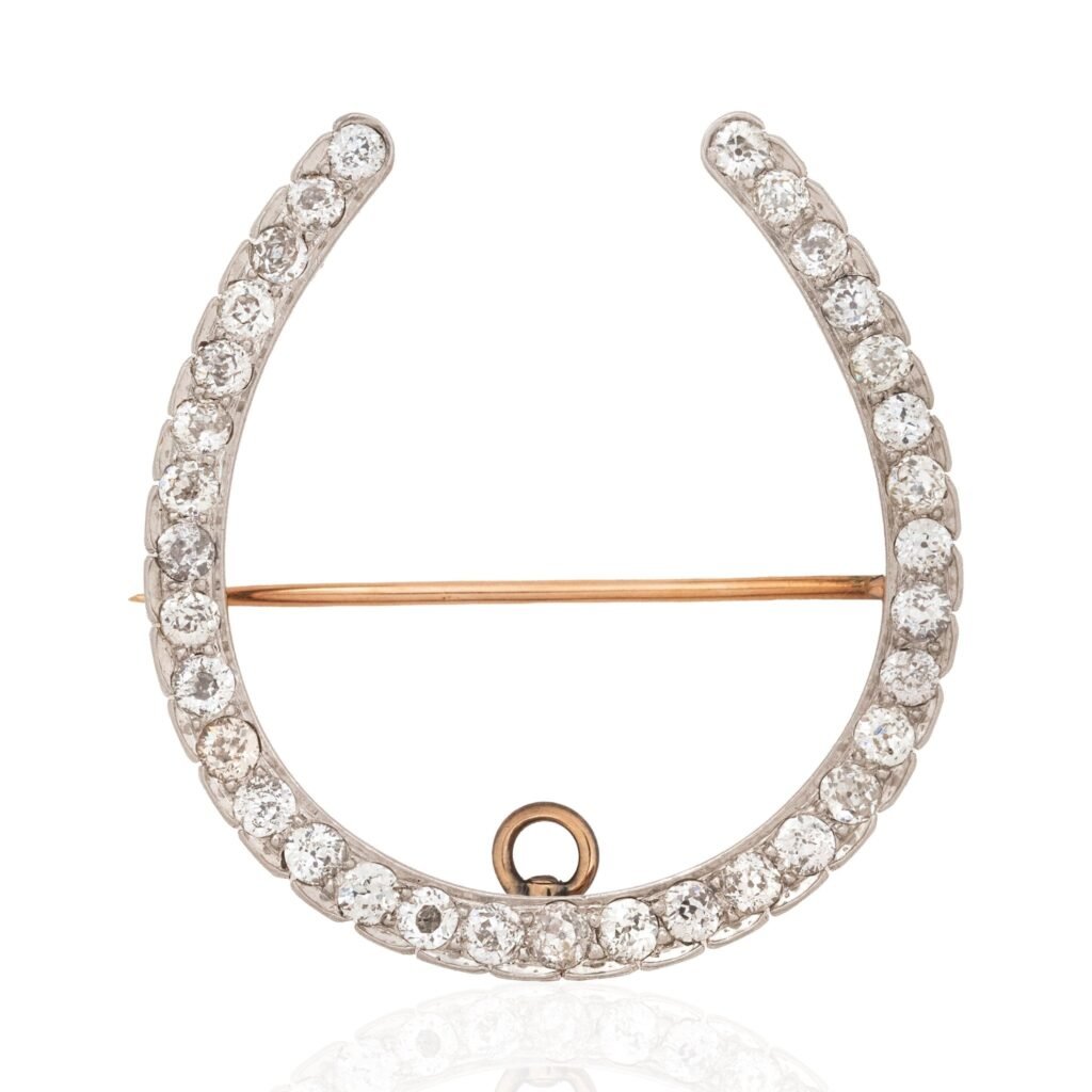 3.50ctw Edwardian Old European Cut Diamond Horseshoe Brooch/Pendant