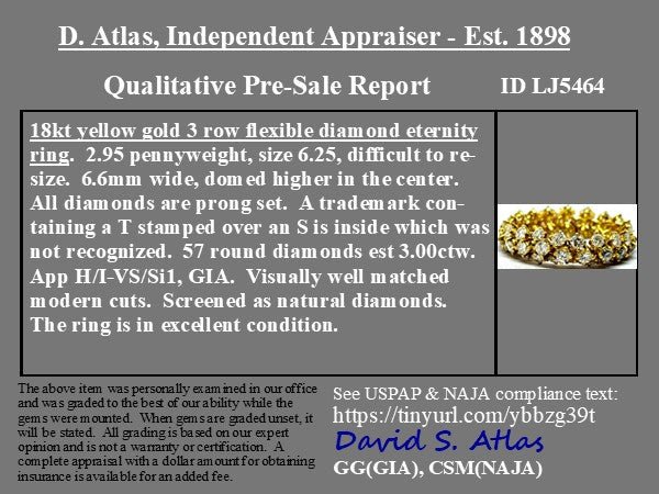 3.00ctw Round Brilliant Cut Diamond Eternity Flexible Band - Image 4