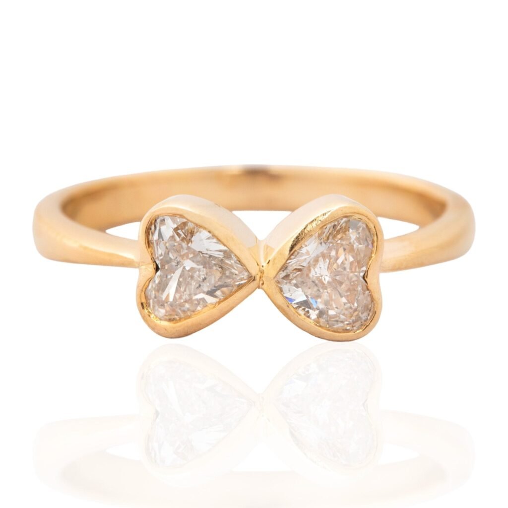 .67ctw Heart Cut Diamond Twin Stone Ring