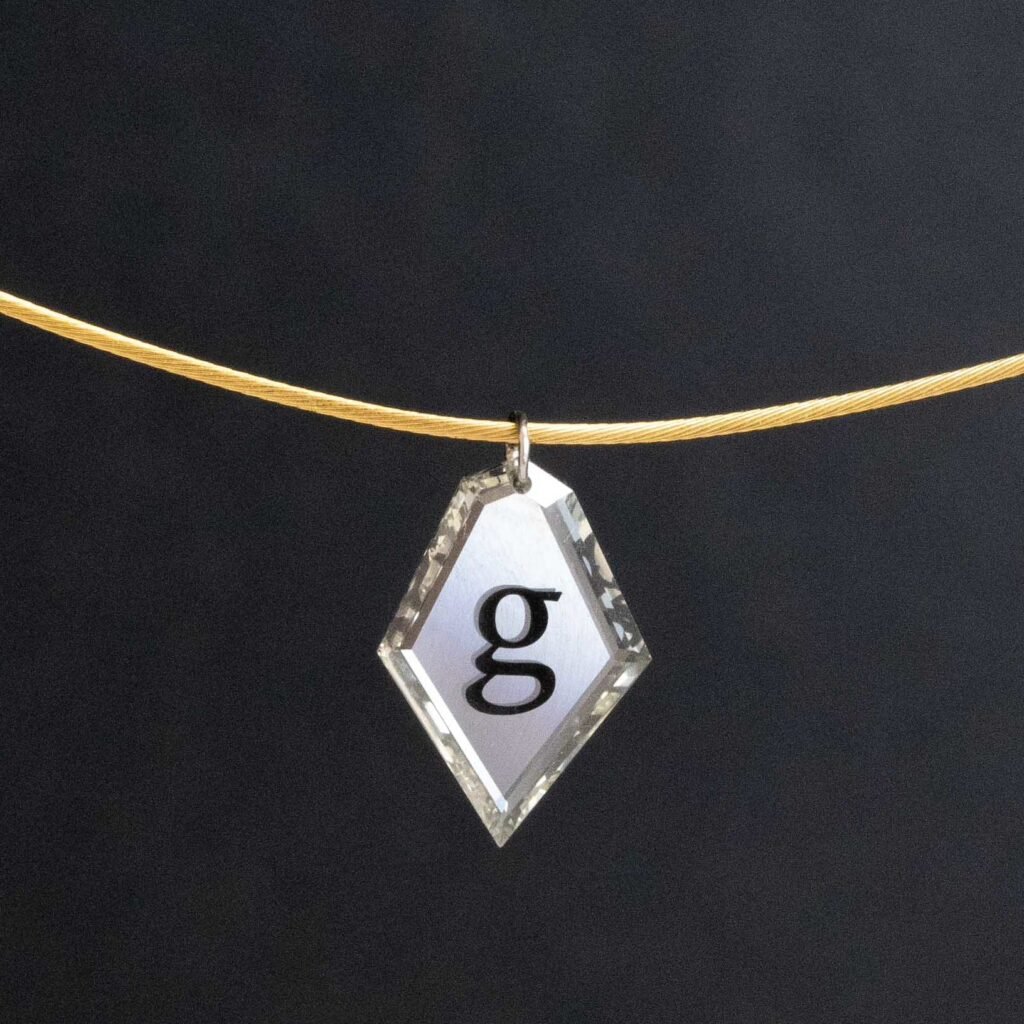 Inked Diamond G Letter Pendant