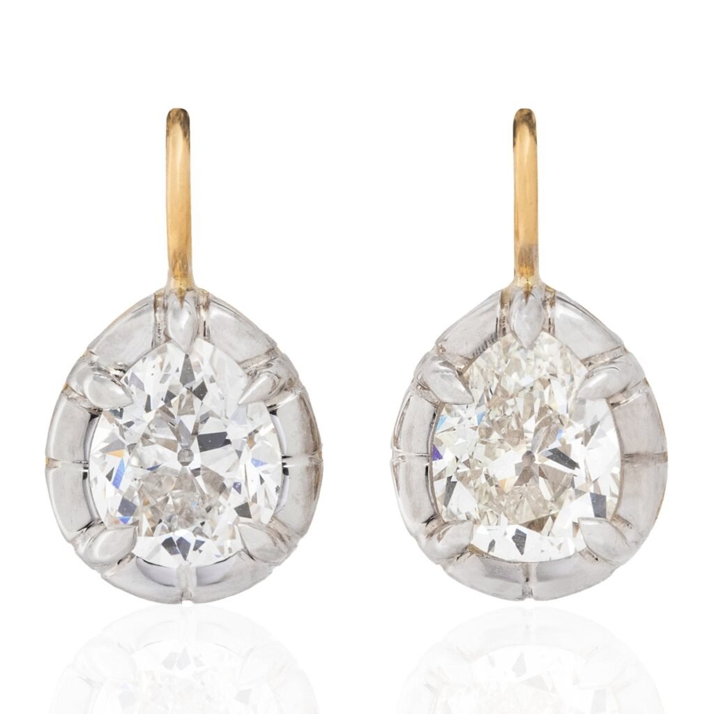 3.04ctw Pear Cut Diamond Collet Earrings, GIA