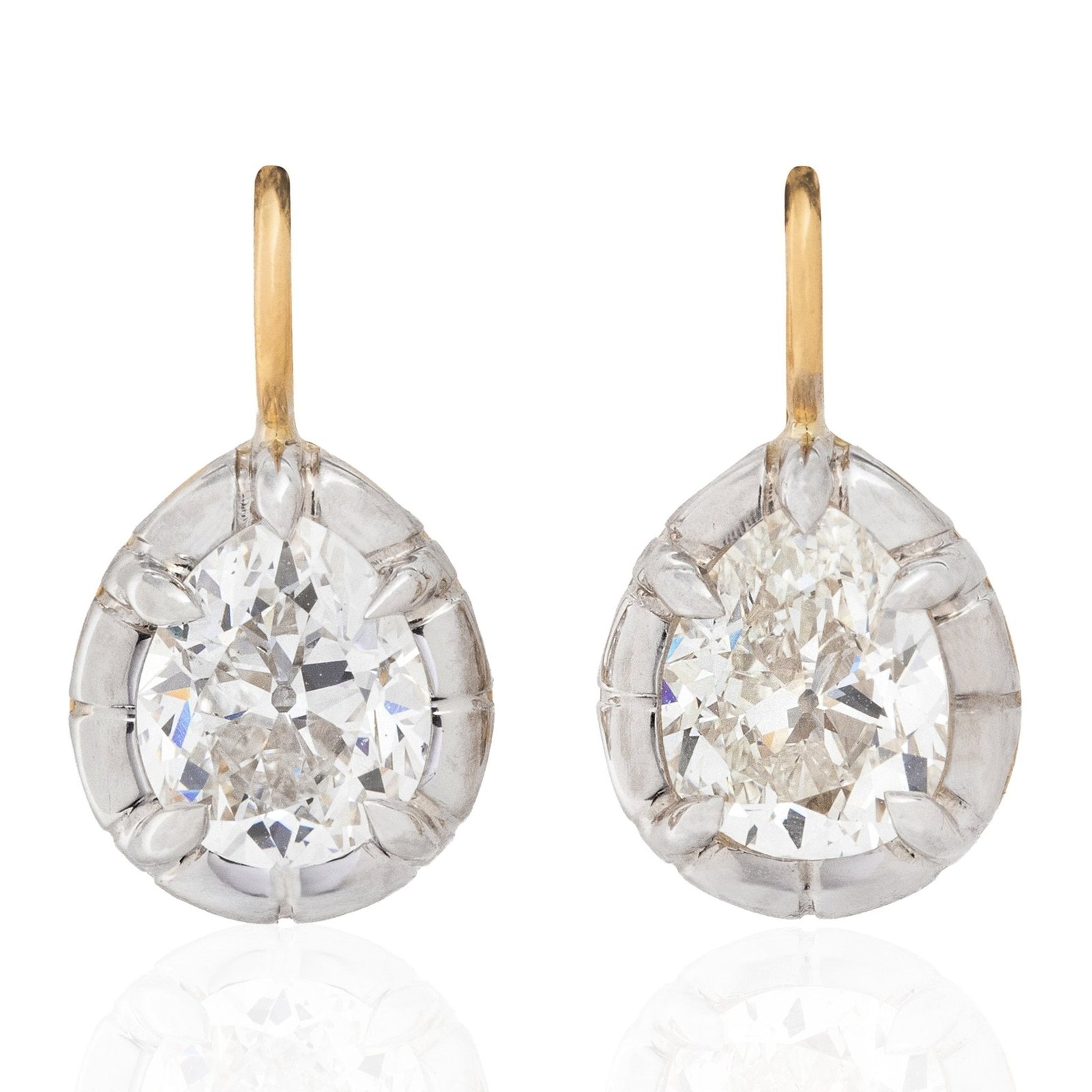 3.04ctw Pear Cut Diamond Collet Earrings, GIA