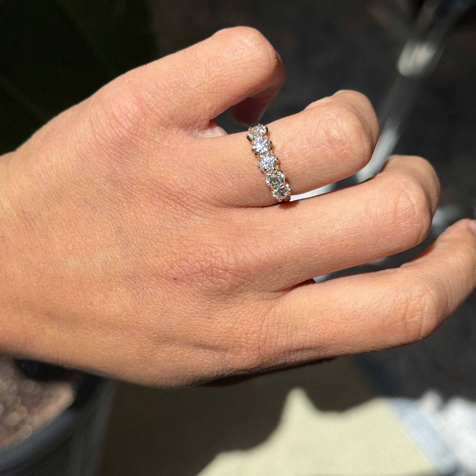 1.46ctw Old European Cut Diamond 5-Stone Band - Image 2