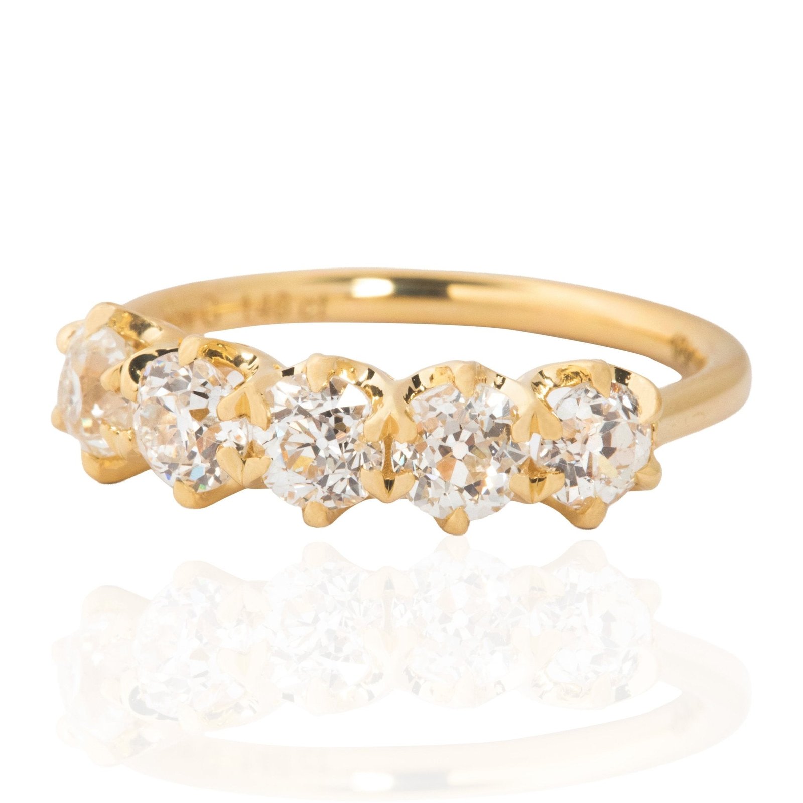 1.46ctw Old European Cut Diamond 5-Stone Band - Image 4