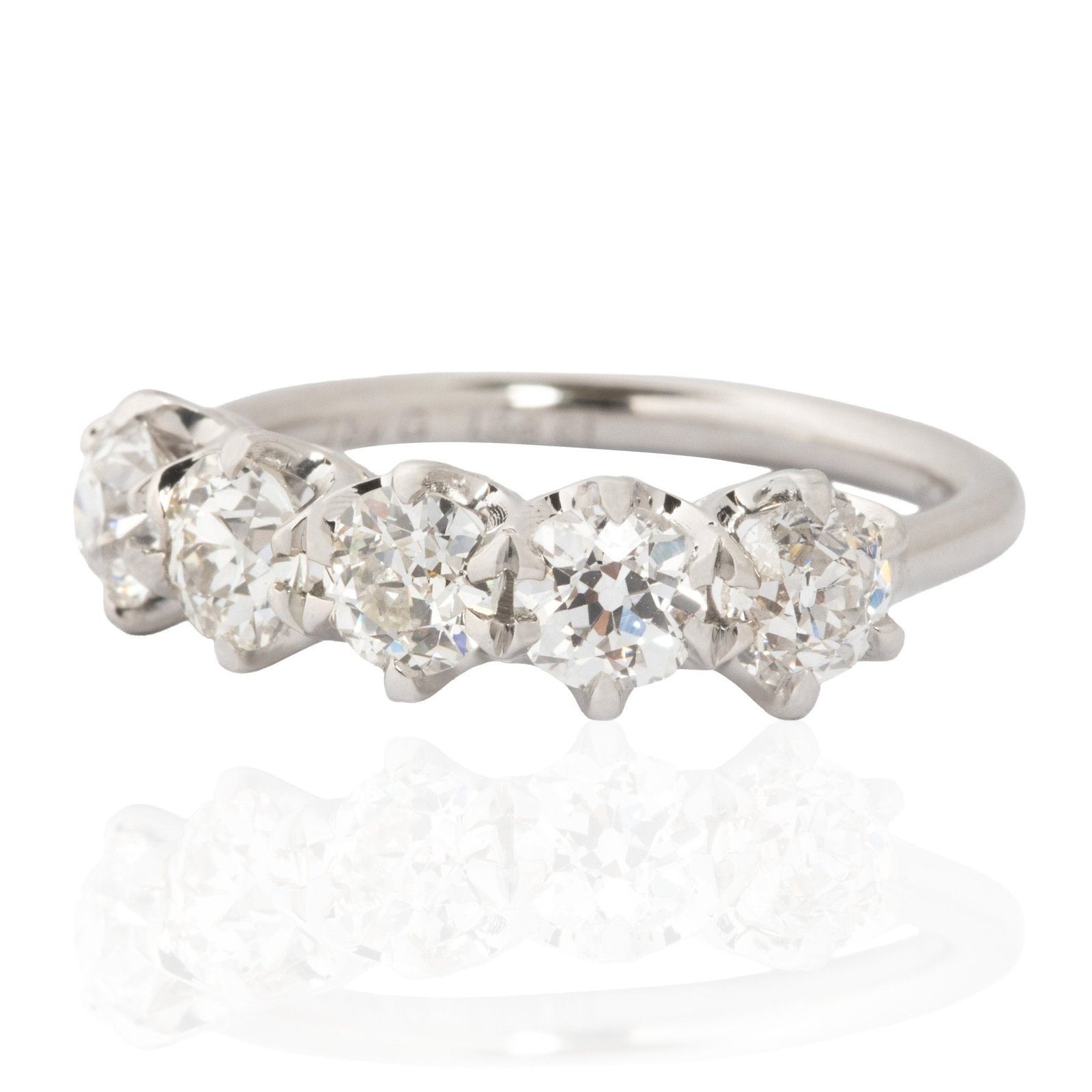 1.58ctw Old European Cut Diamond 5-Stone Band - Image 4