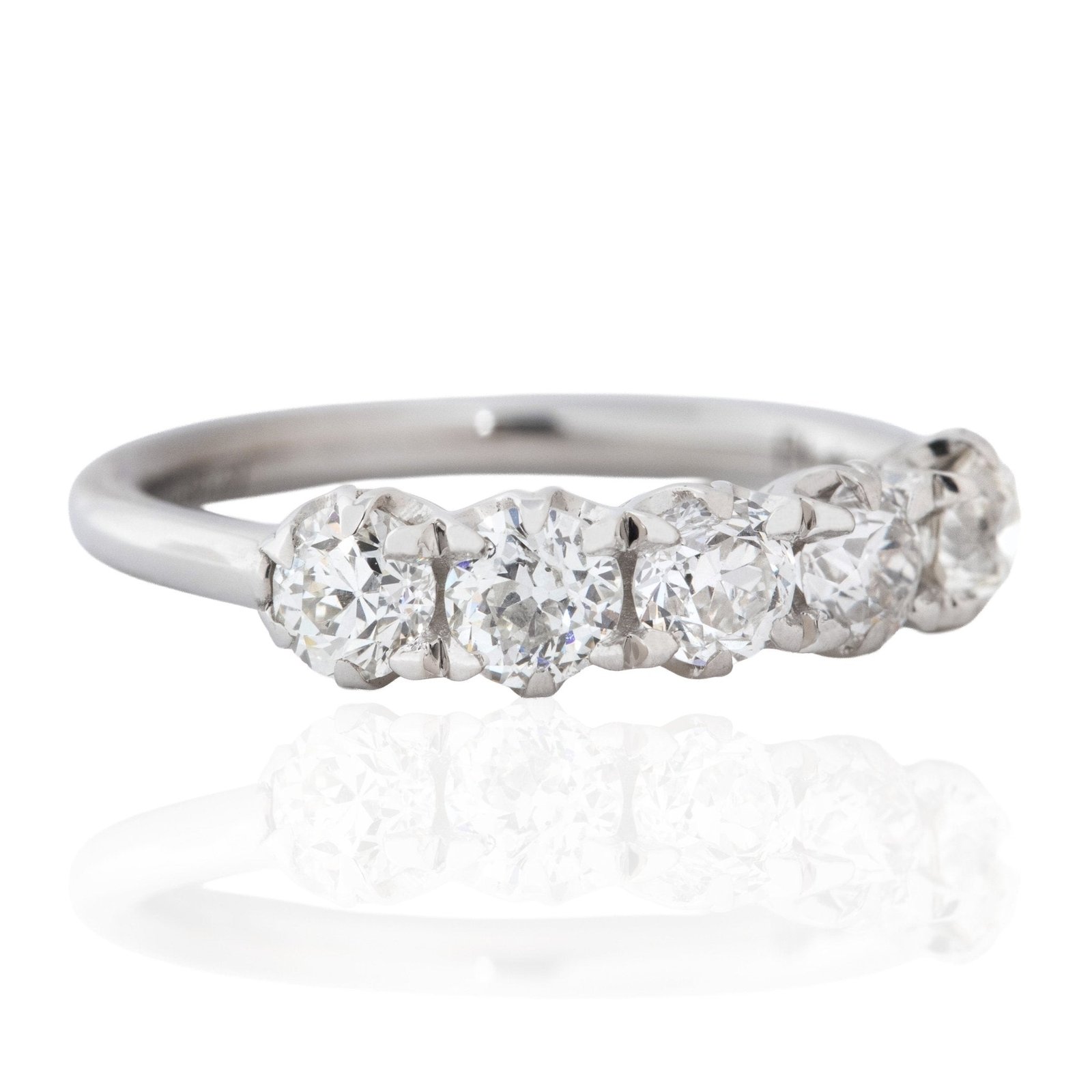.96ctw Petite Old European Cut Diamond 5-Stone Band - Image 3