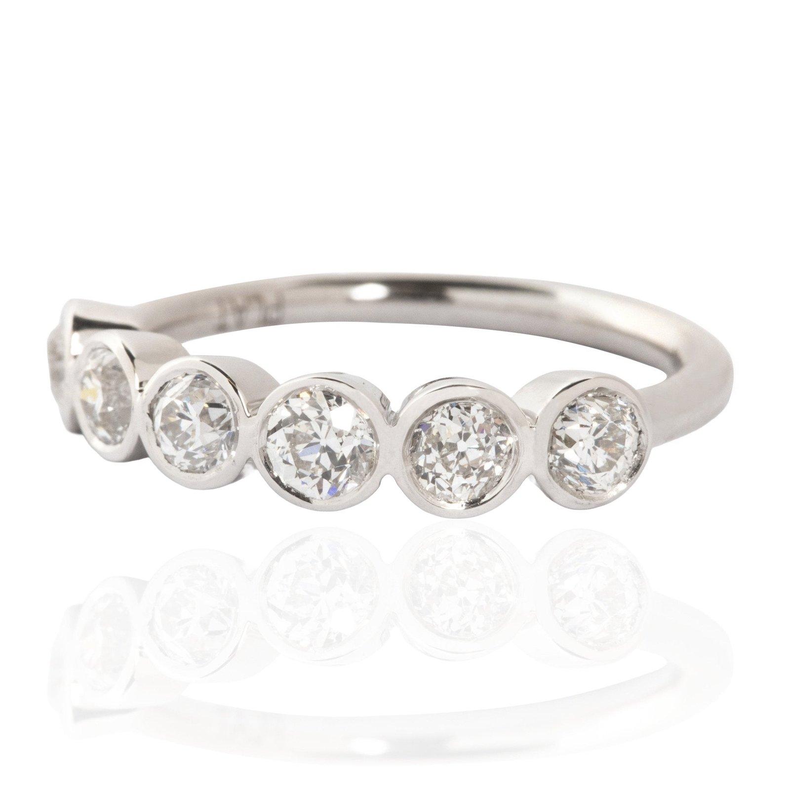 1.10ctw Old European Cut Diamond Bezel 6-Stone Band - Image 4