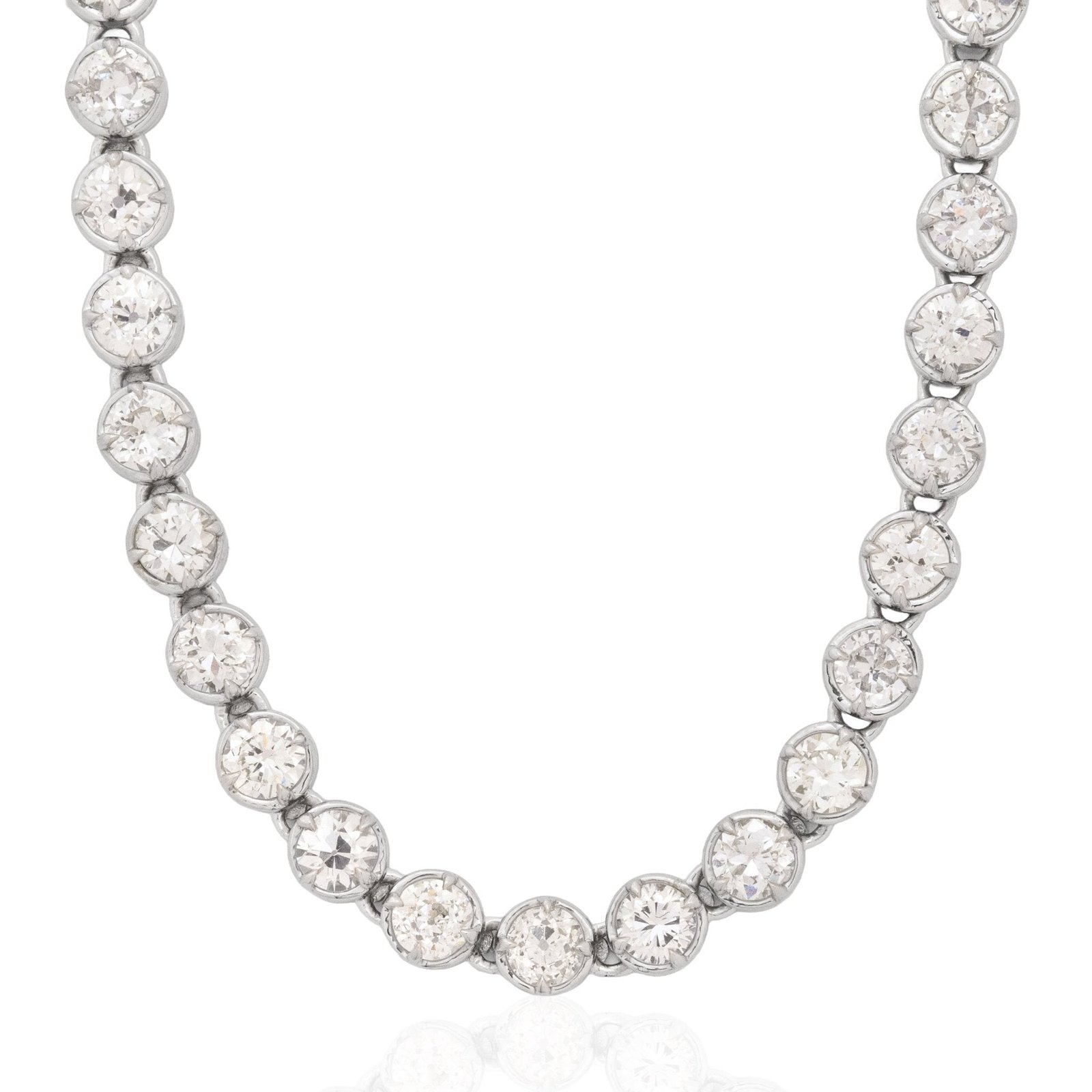 15.71ctw Old European Cut Diamond Compass Bezel Tennis Necklace