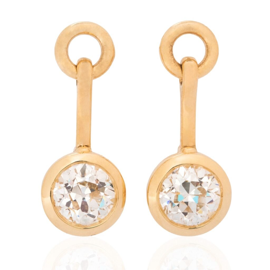 1.35ctw Old European Cut Diamond Drop Earrings