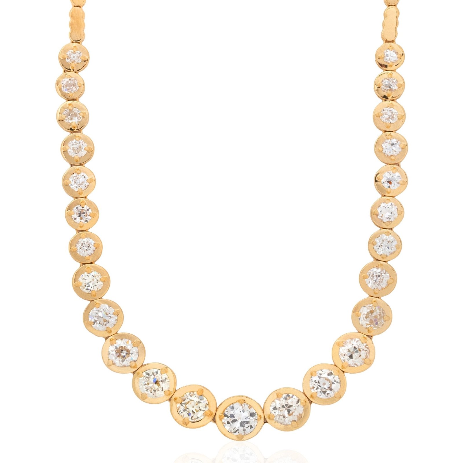 9.47ctw Old European Cut Diamond Riviere Necklace