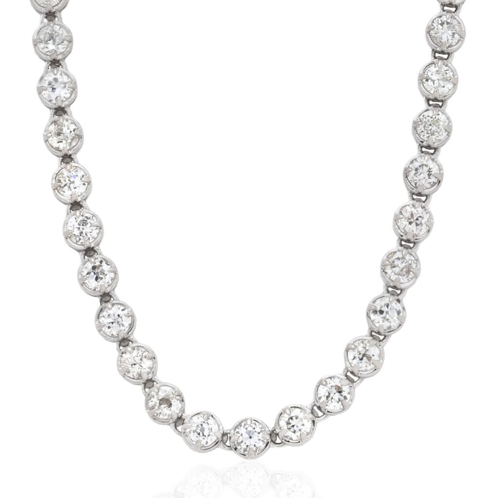 14.20ctw Old European Cut Diamond Tennis Necklace