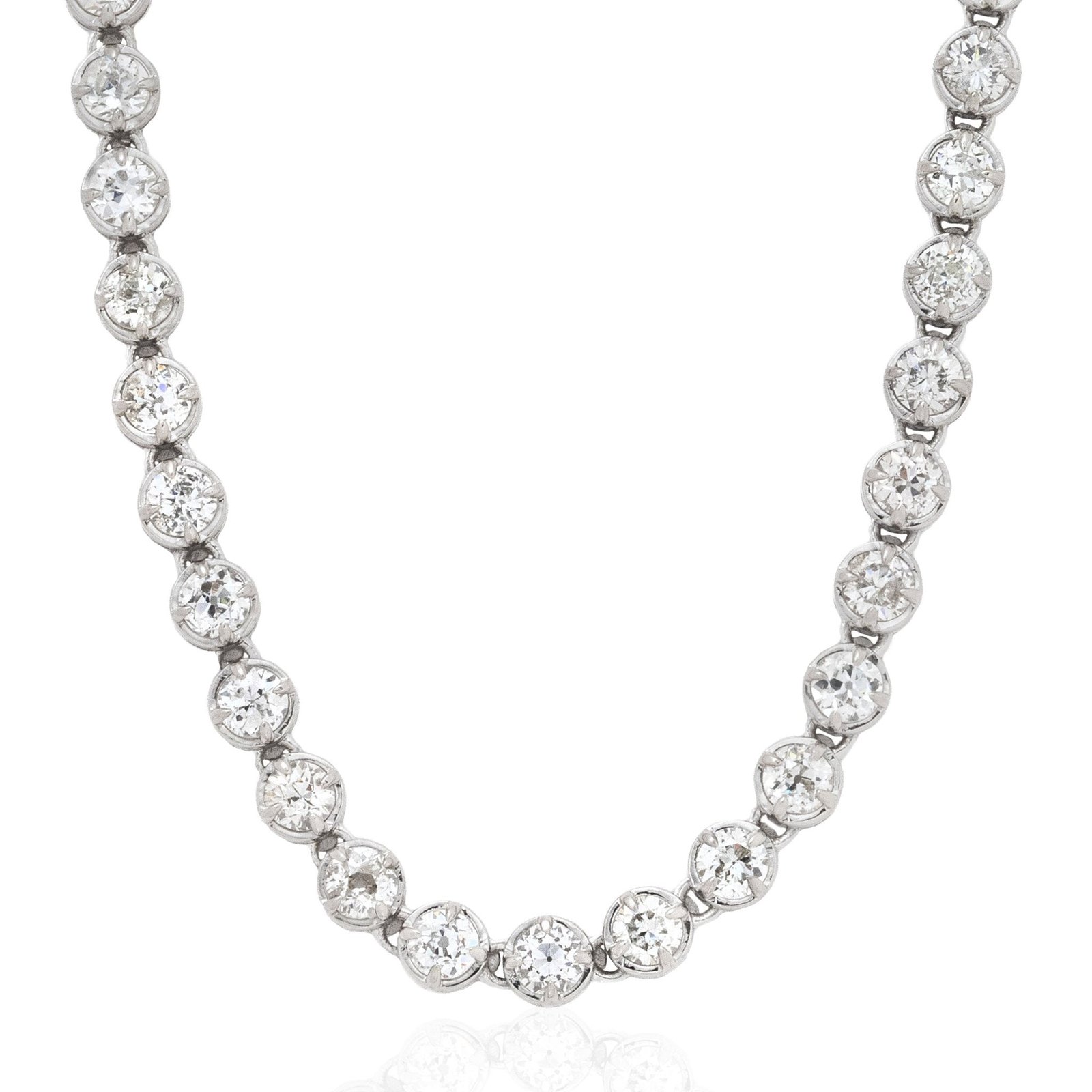 14.20ctw Old European Cut Diamond Tennis Necklace