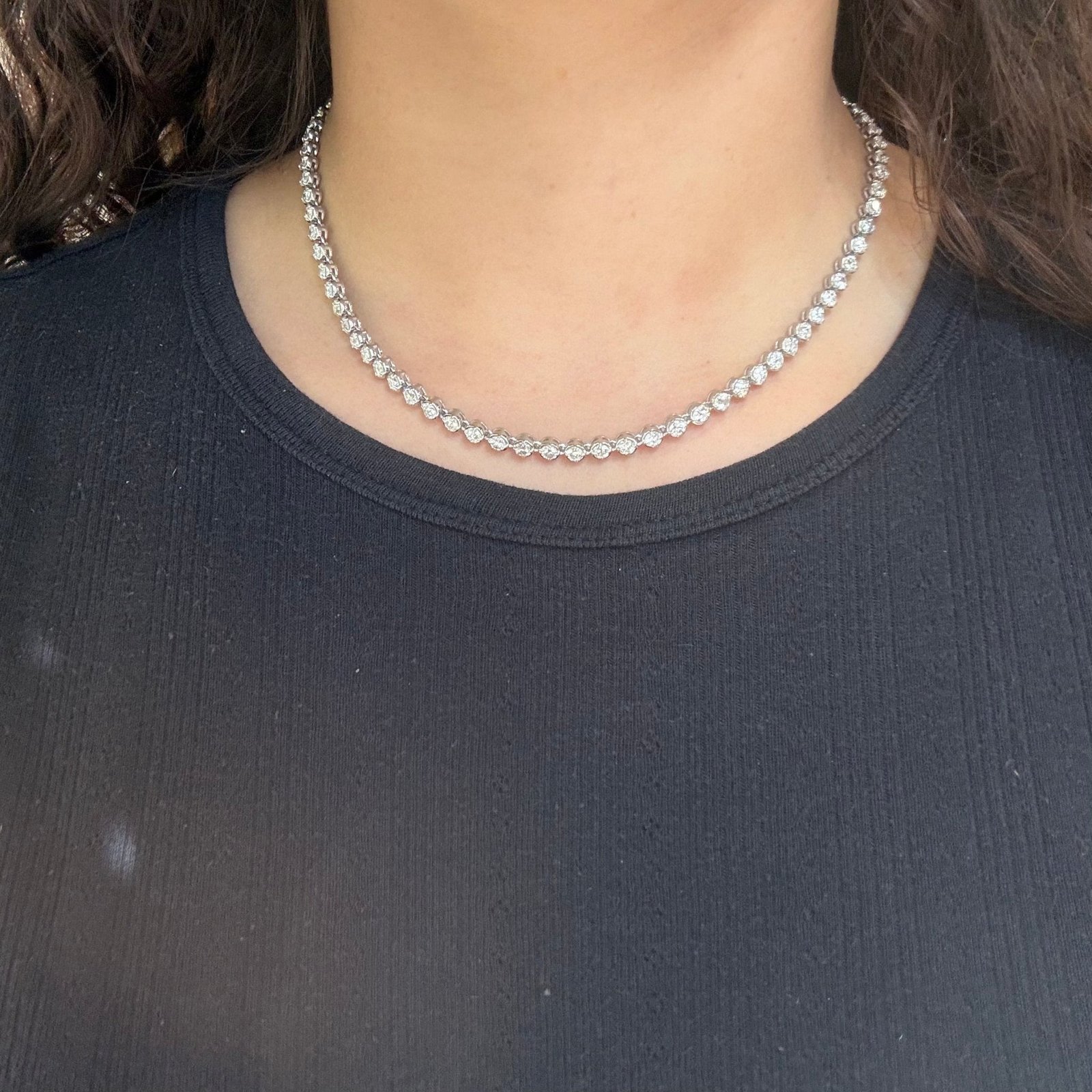 14.20ctw Old European Cut Diamond Tennis Necklace - Image 2