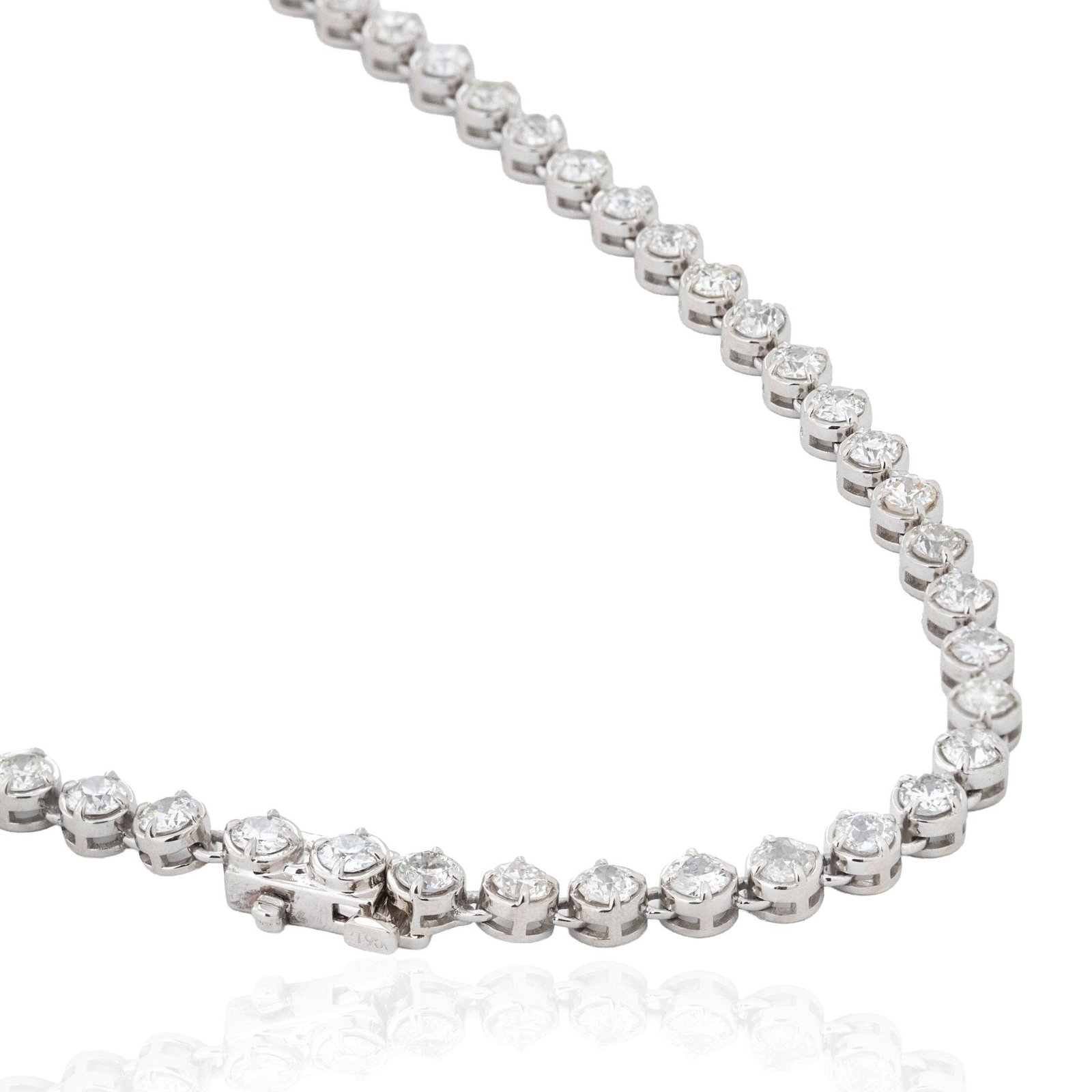 14.20ctw Old European Cut Diamond Tennis Necklace - Image 4