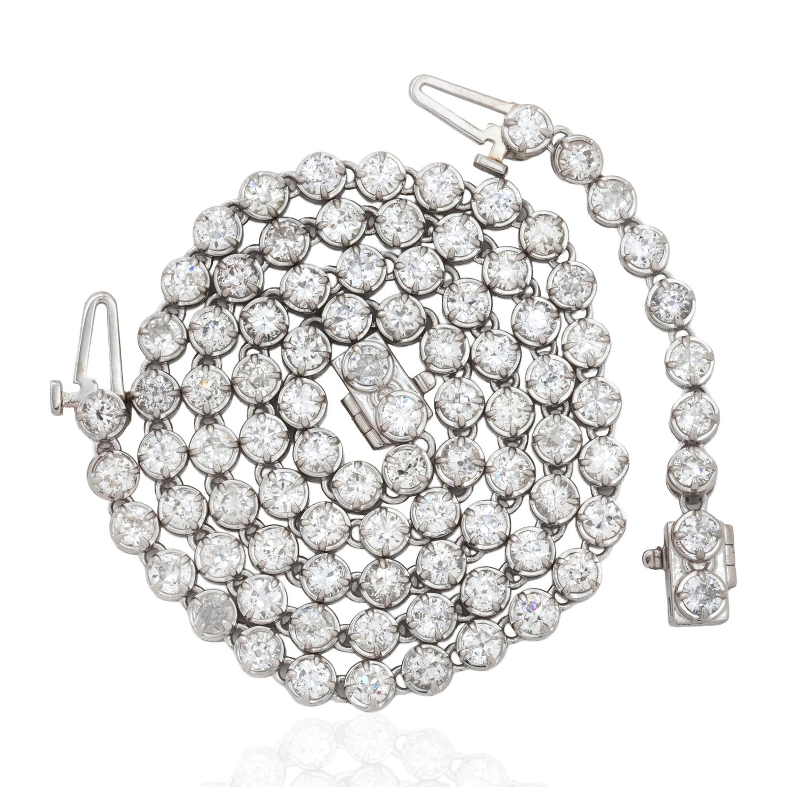 14.20ctw Old European Cut Diamond Tennis Necklace - Image 5