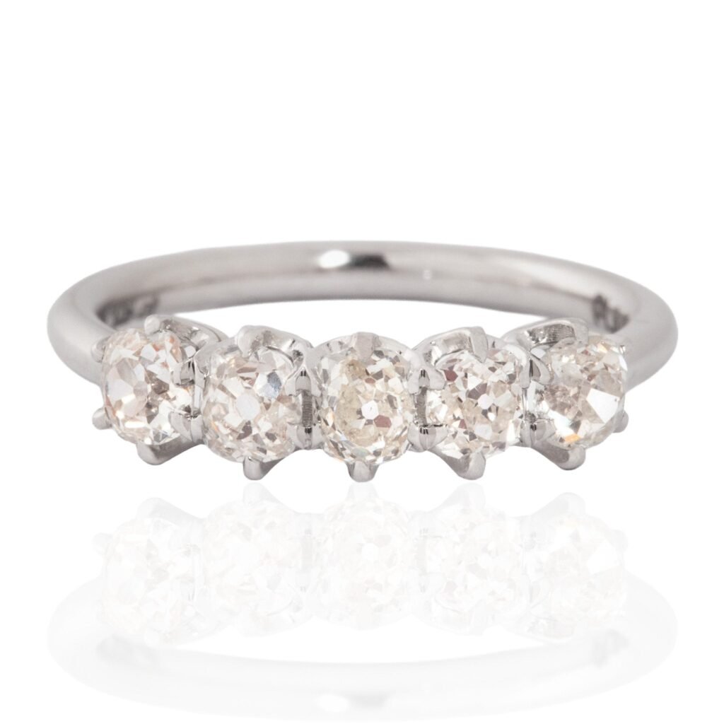 1.05ctw Old Mine Cut Diamond 5-Stone Band