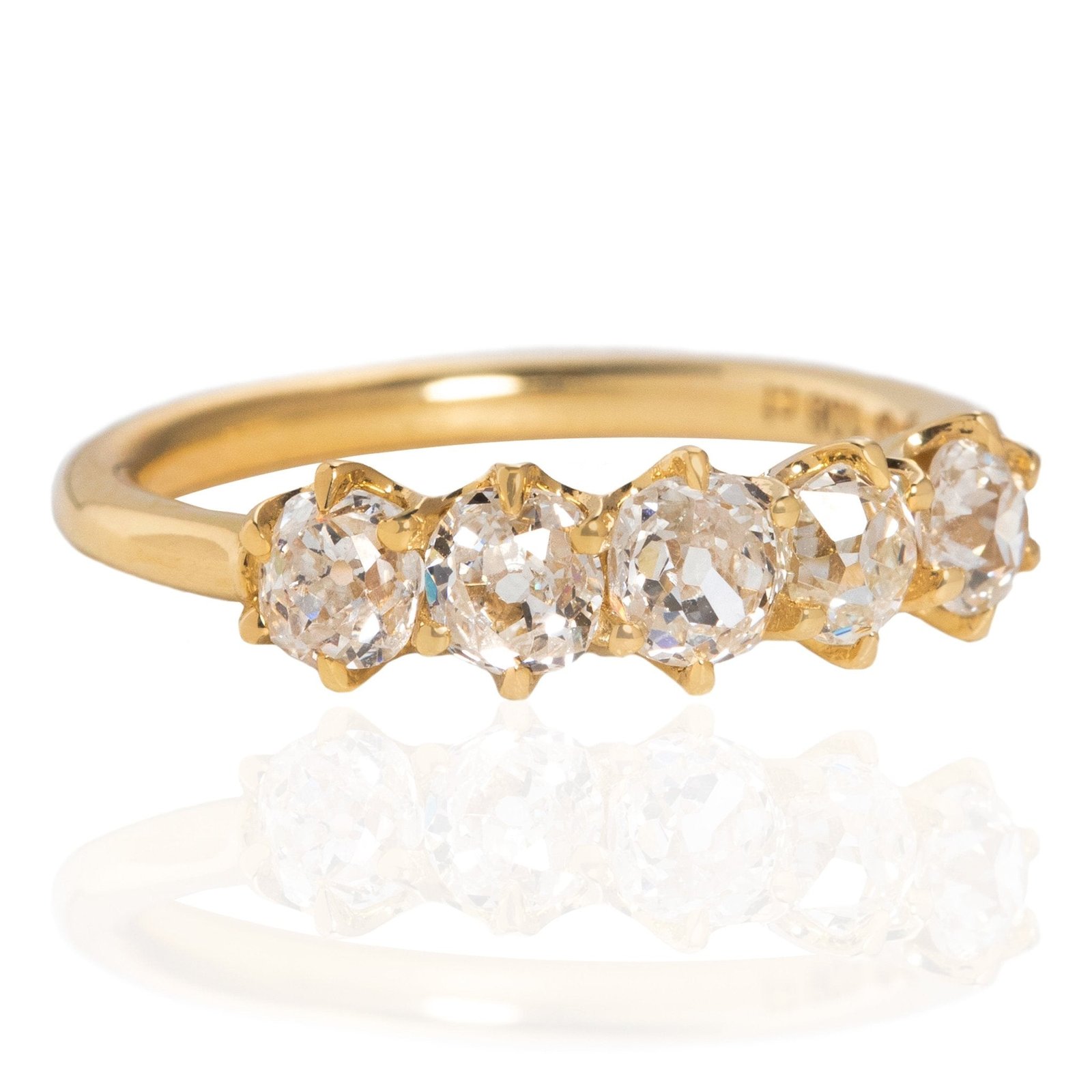 1.06ctw Old Mine Cut Diamond 5-Stone Band - Image 3