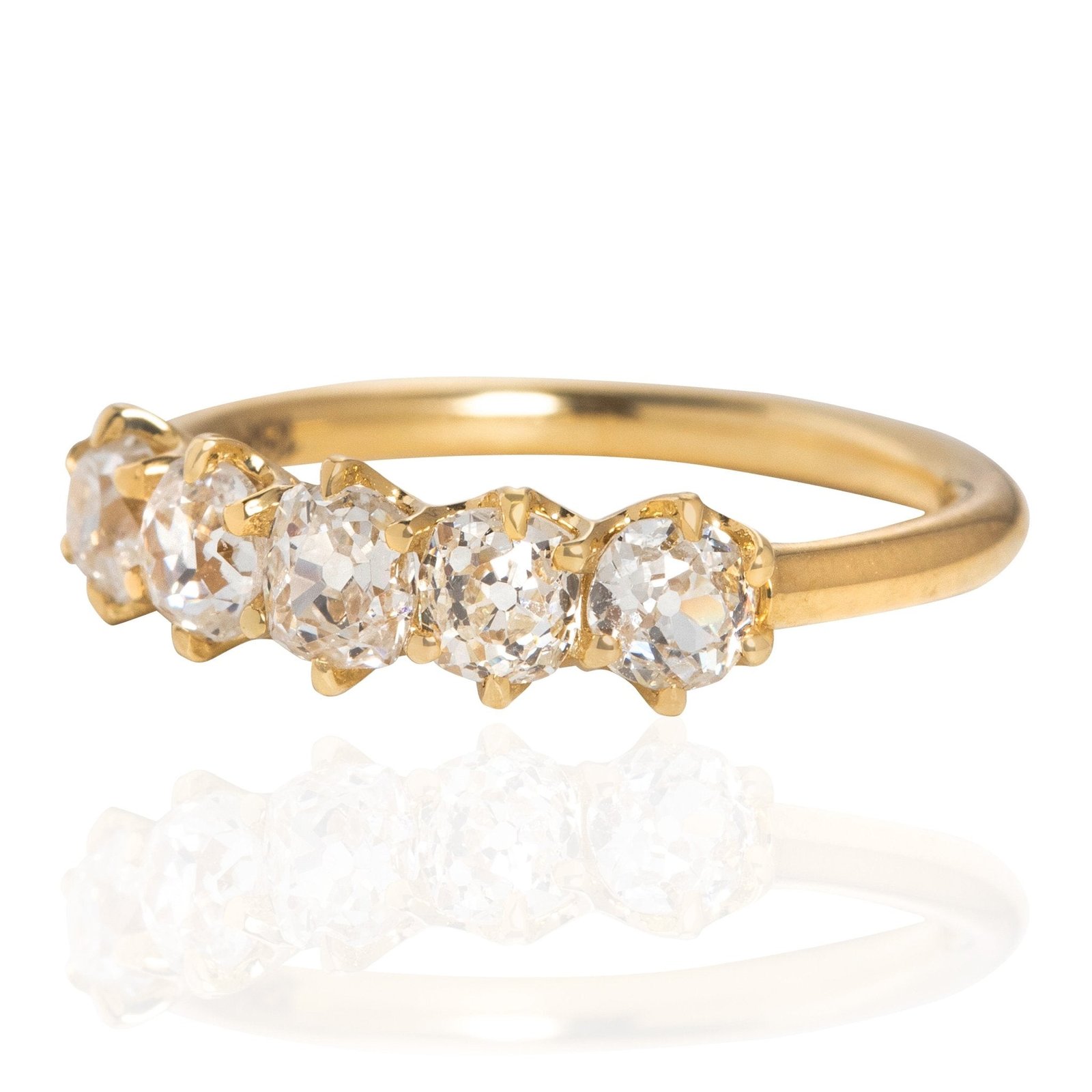1.06ctw Old Mine Cut Diamond 5-Stone Band - Image 4