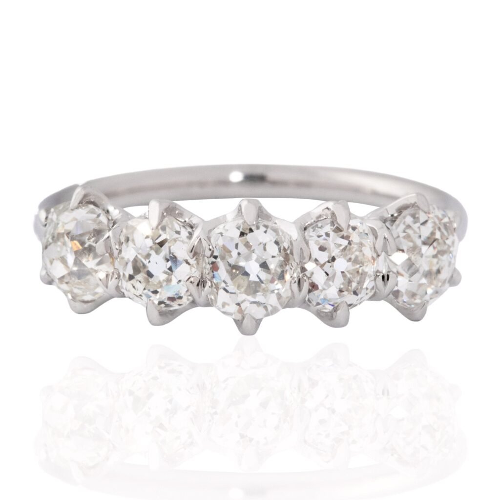 2.11ctw Old Mine Cut Diamond 5-Stone Band