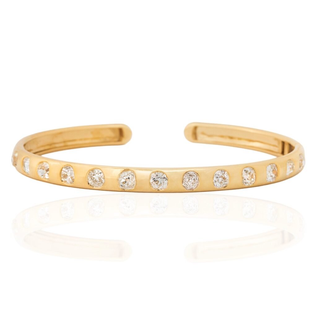 4.61ctw Old Mine Cut Hinged Cuff Bracelet