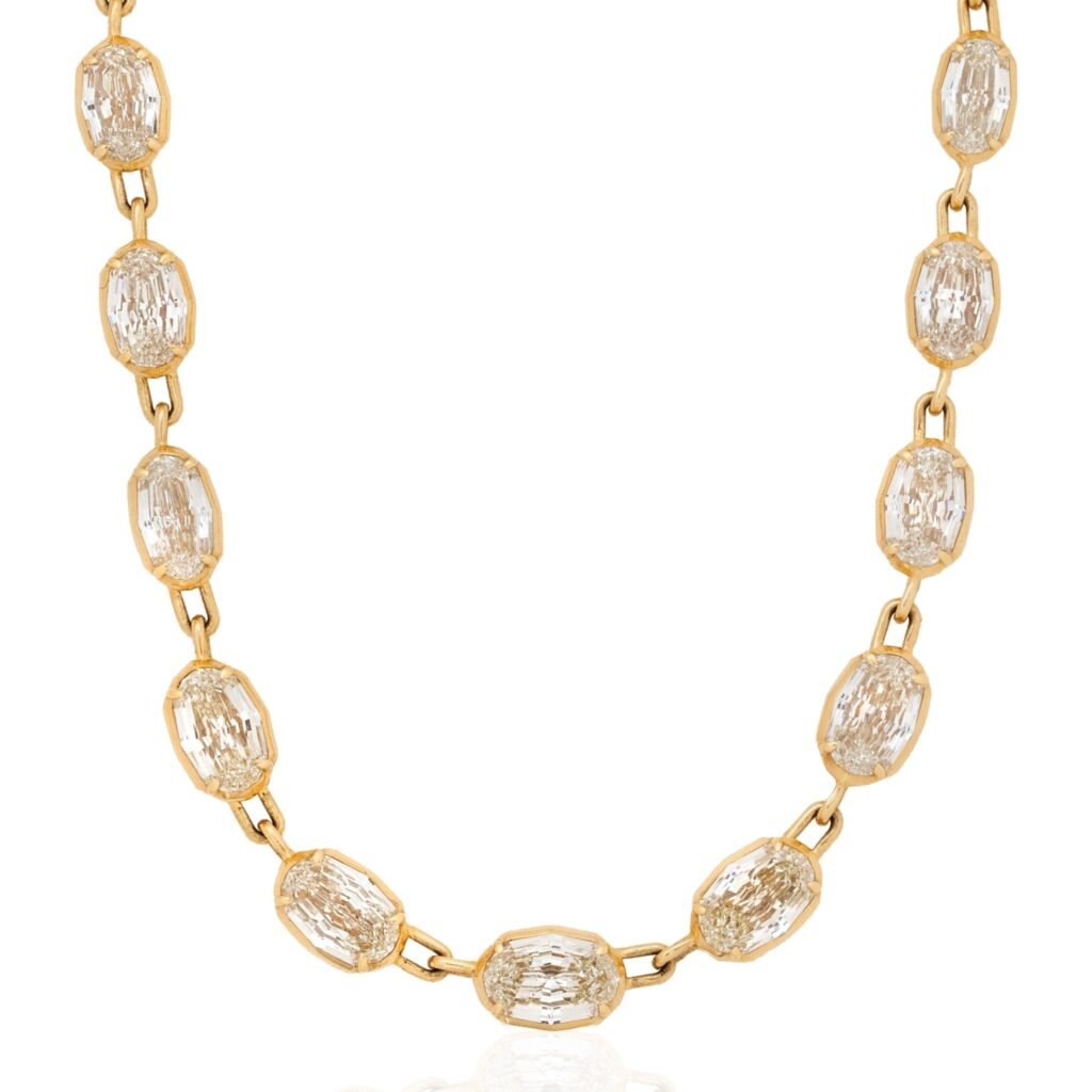 10.30ctw Oval Step Cut Diamond Bezel Chain Necklace