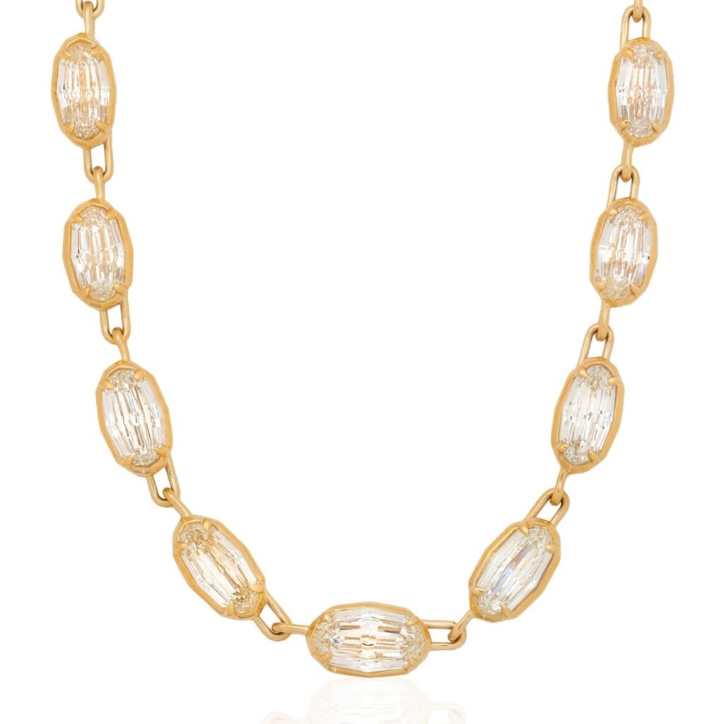 20.07ctw Oval Step Cut Diamond Bezel Tennis Necklace