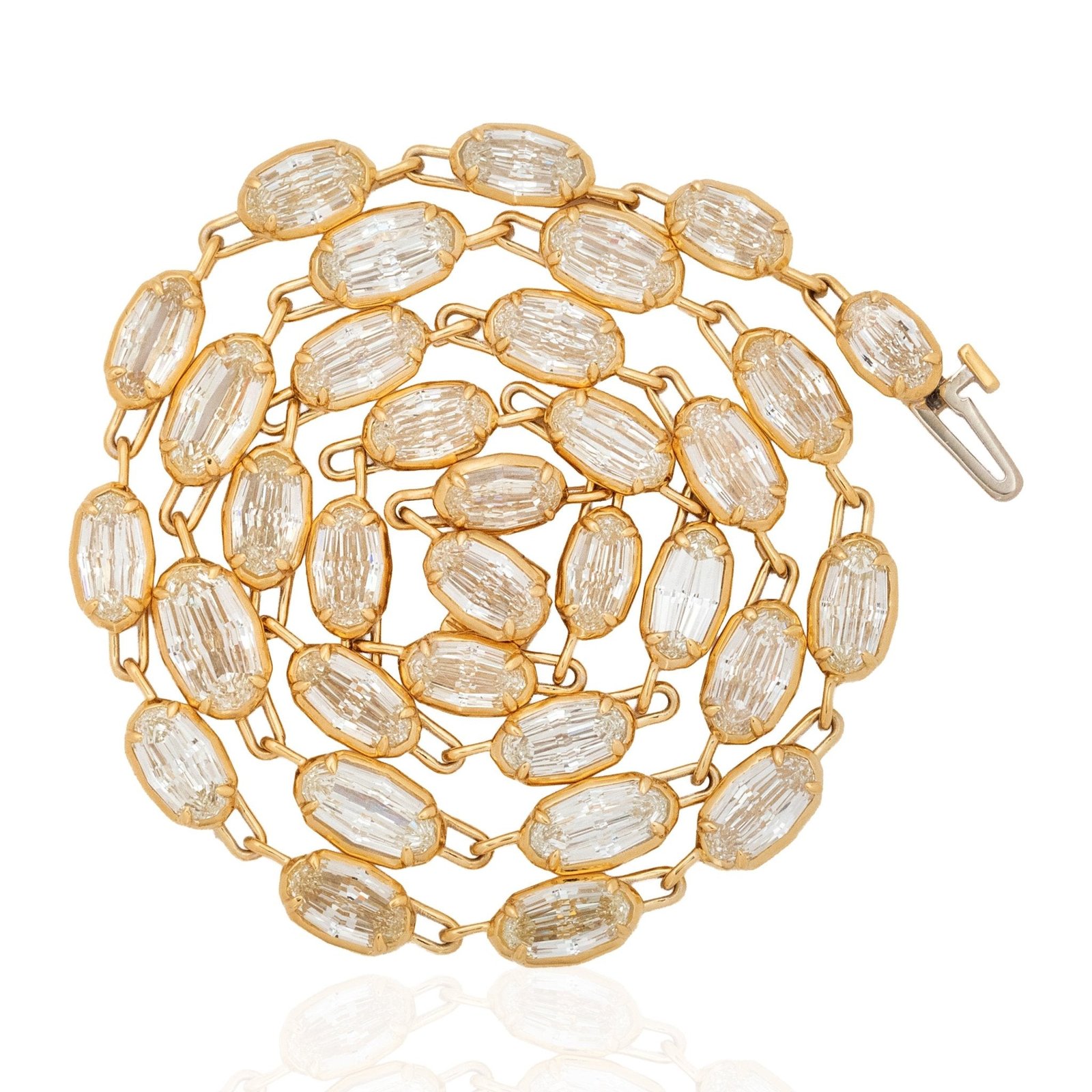 20.07ctw Oval Step Cut Diamond Bezel Tennis Necklace - Image 4