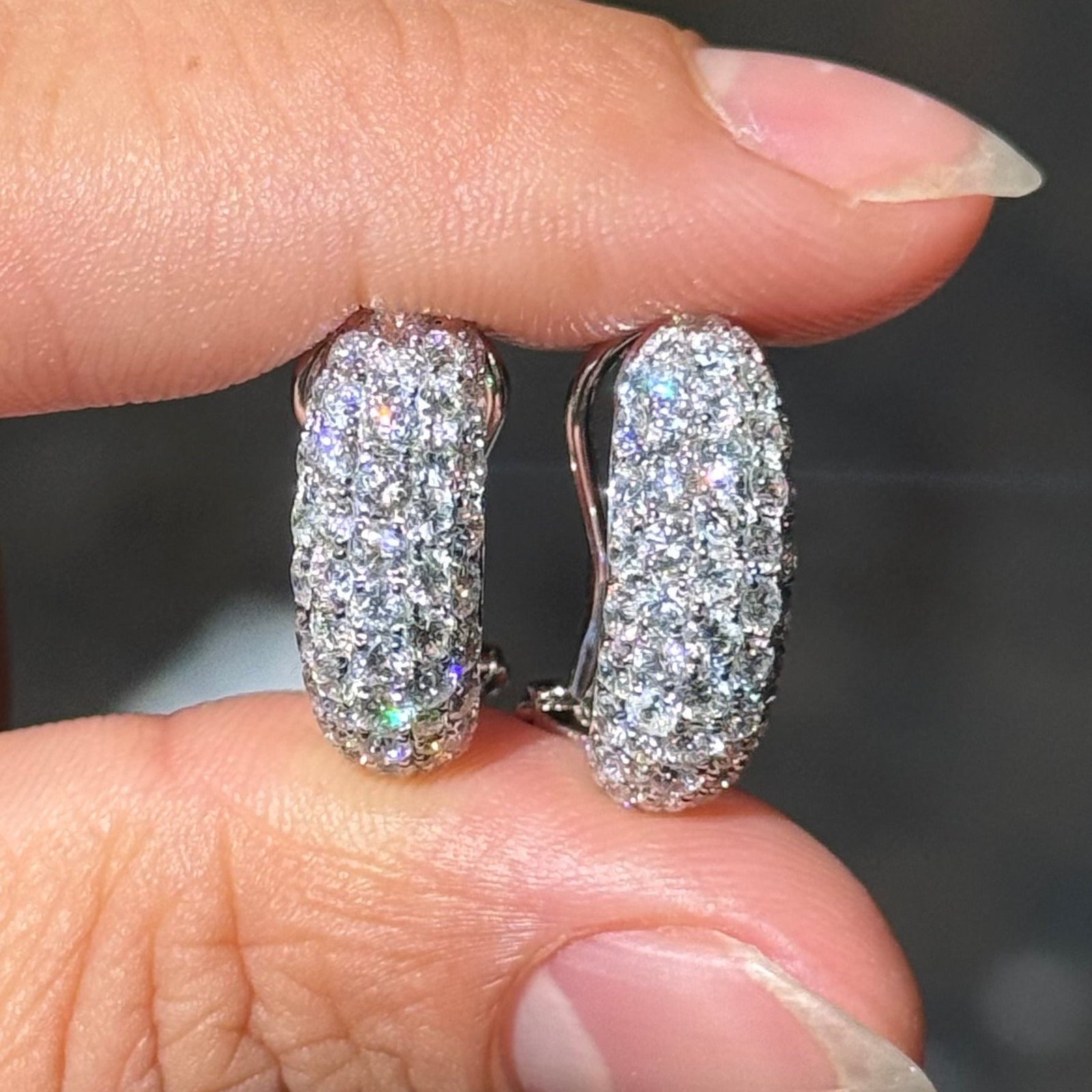 2.45ctw Round Brilliant Cut Diamond Pave Huggie Earrings - Image 3