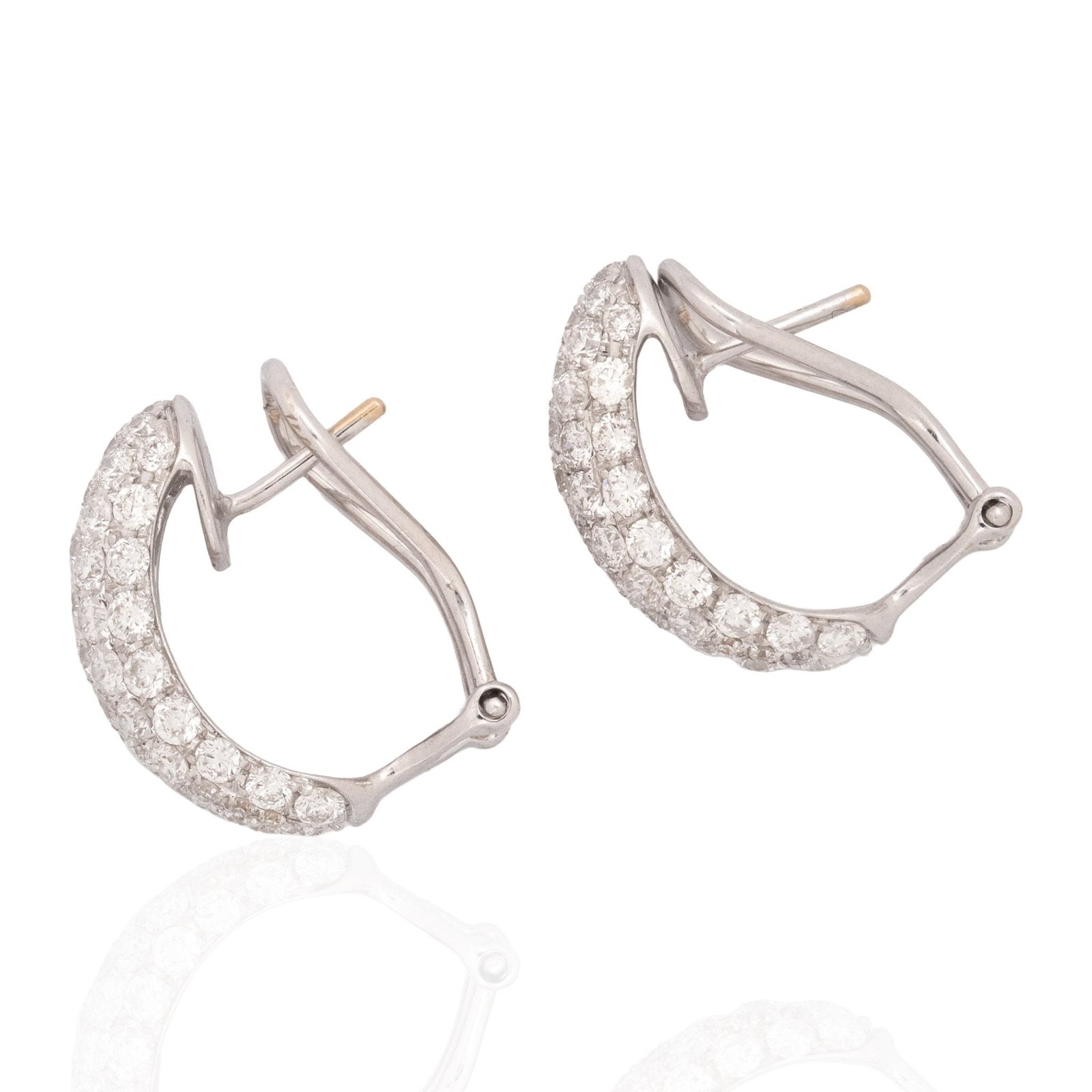 2.45ctw Round Brilliant Cut Diamond Pave Huggie Earrings - Image 5