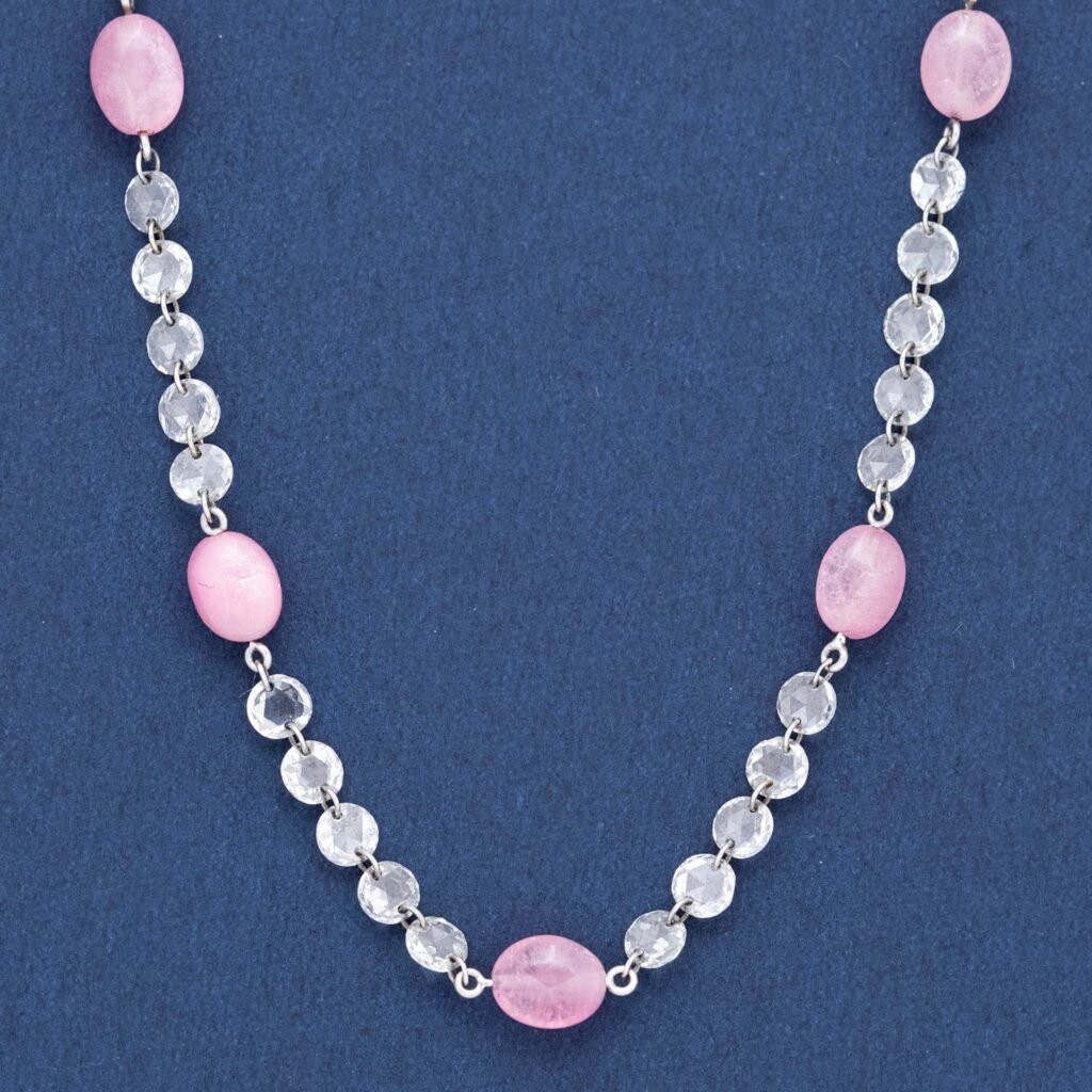 11.78ctw Rose Cut Diamond & Tourmaline Necklace