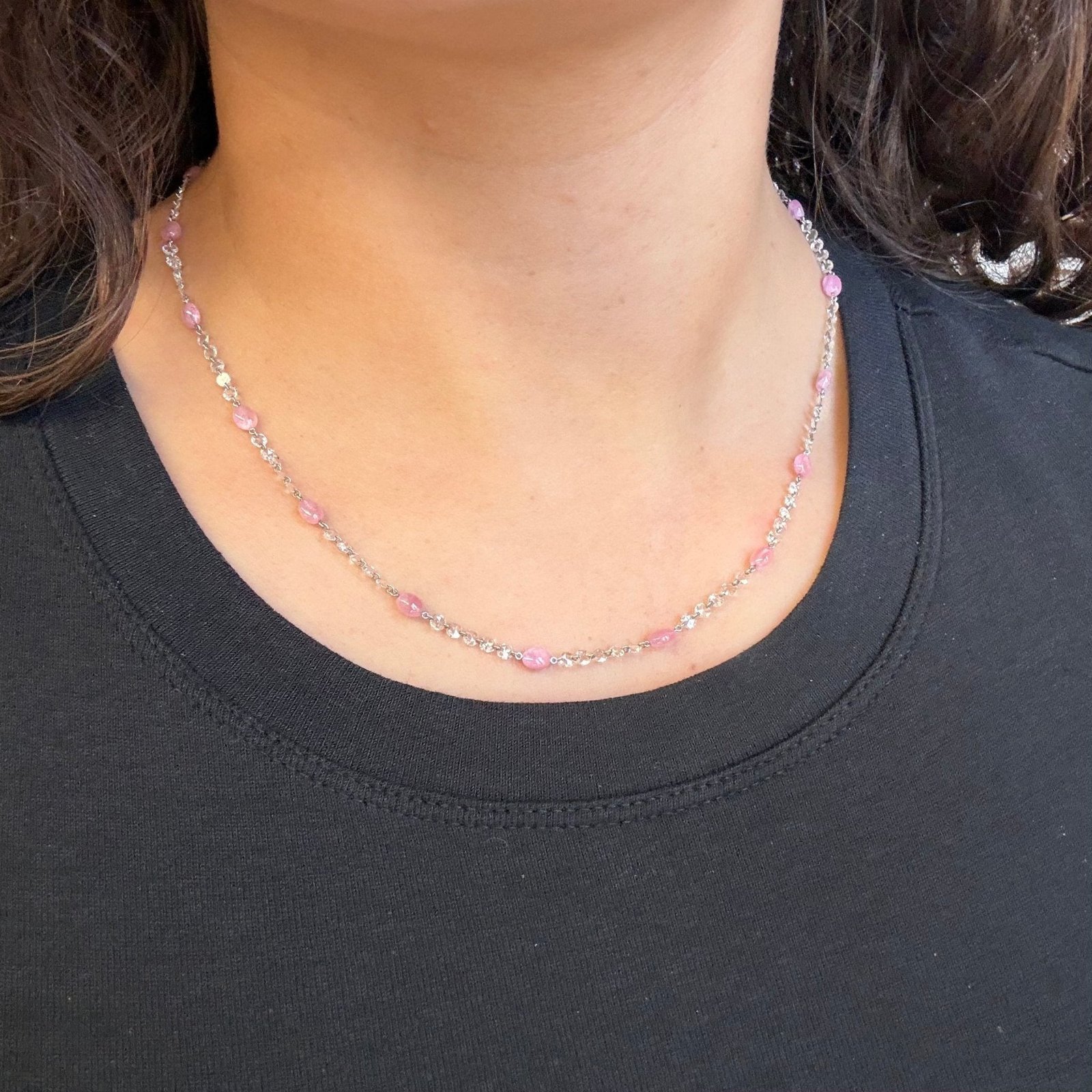 11.78ctw Rose Cut Diamond & Tourmaline Necklace - Image 2
