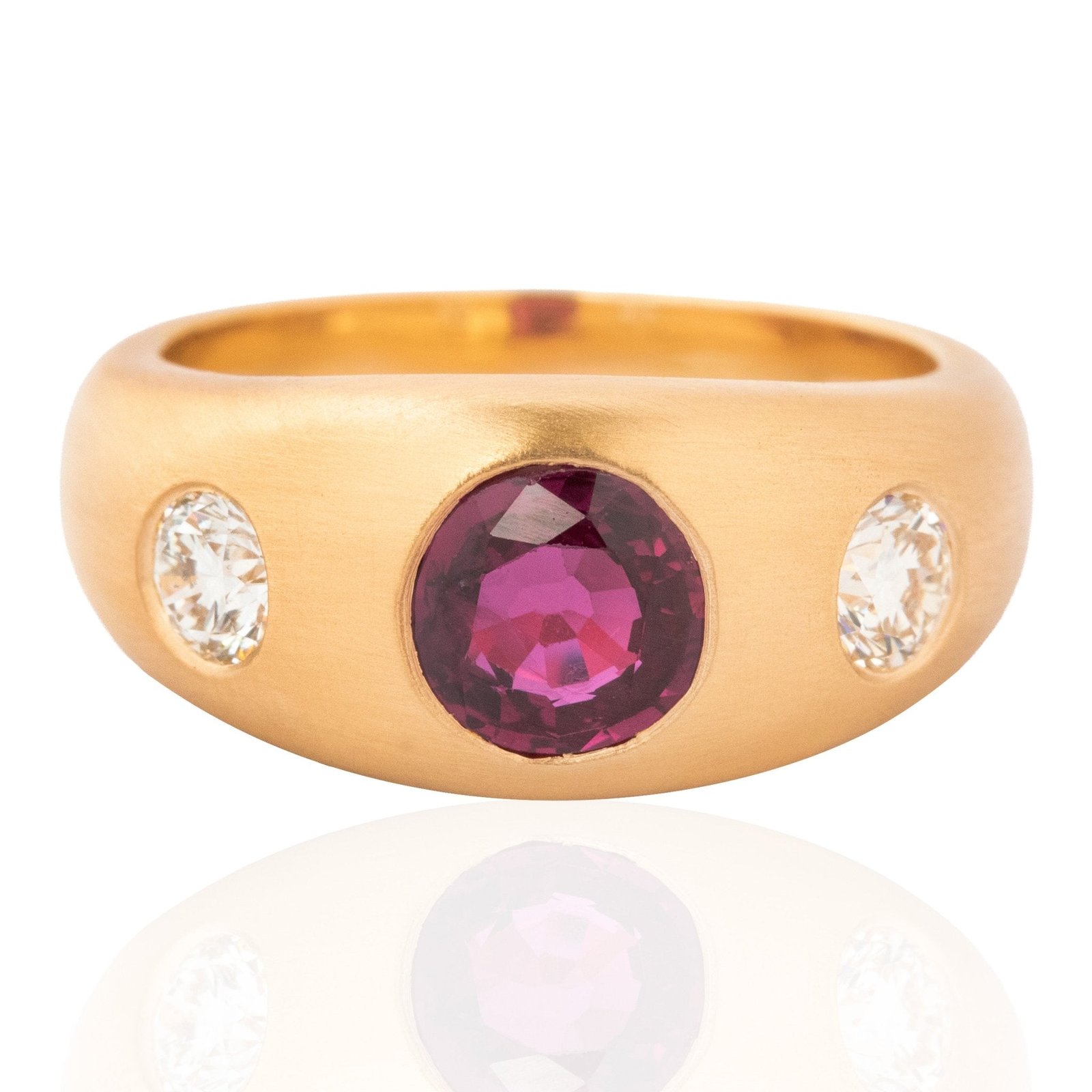 1.55ctw Diamond & Ruby Flush Set Trilogy Ring