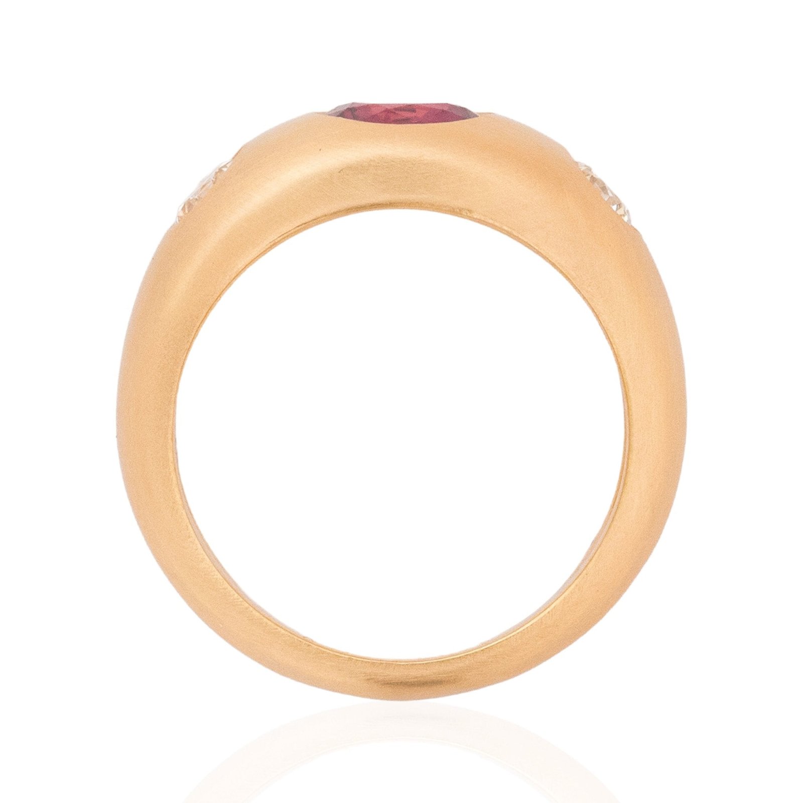 1.55ctw Diamond & Ruby Flush Set Trilogy Ring - Image 5