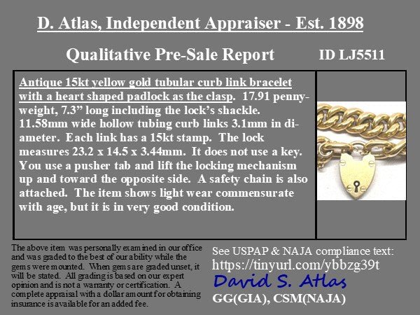Victorian Curb Link Heart Padlock Bracelet, English - Image 3