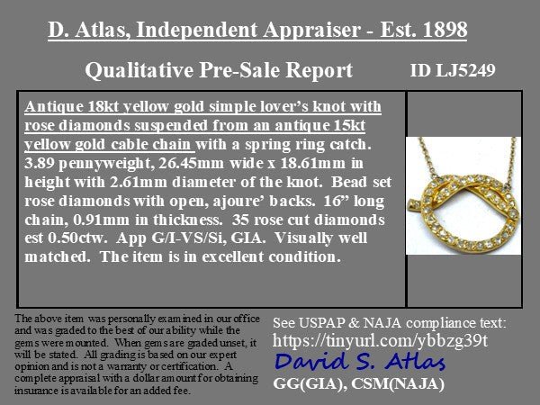 Victorian Rose Cut Diamond Lover's Knot Pendant - Image 3