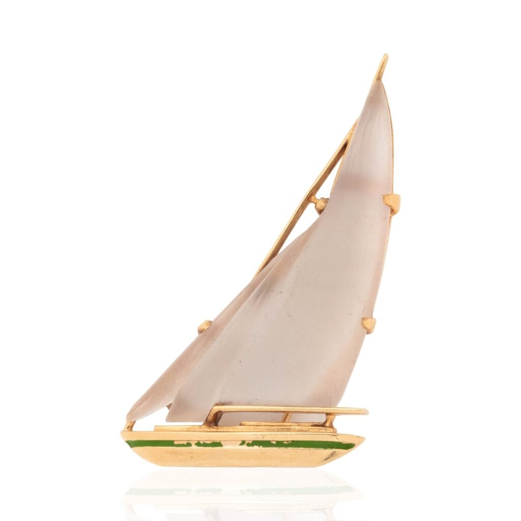 Vintage Quartz Sailboat Brooch