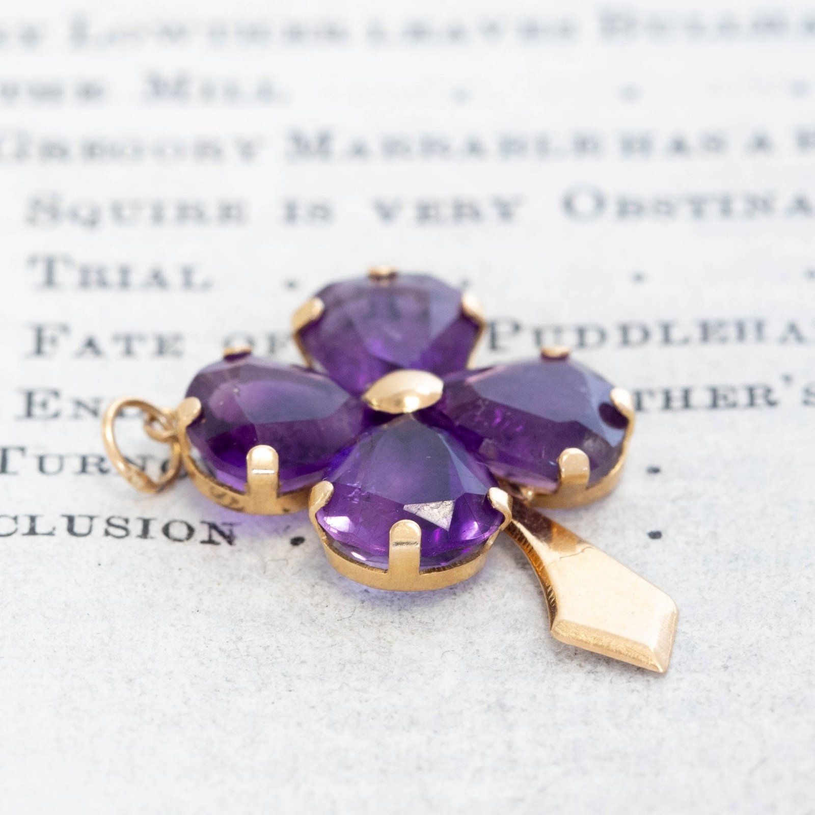 Vintage Amethyst Four Leaf Clover Pendant/Charm - Image 2