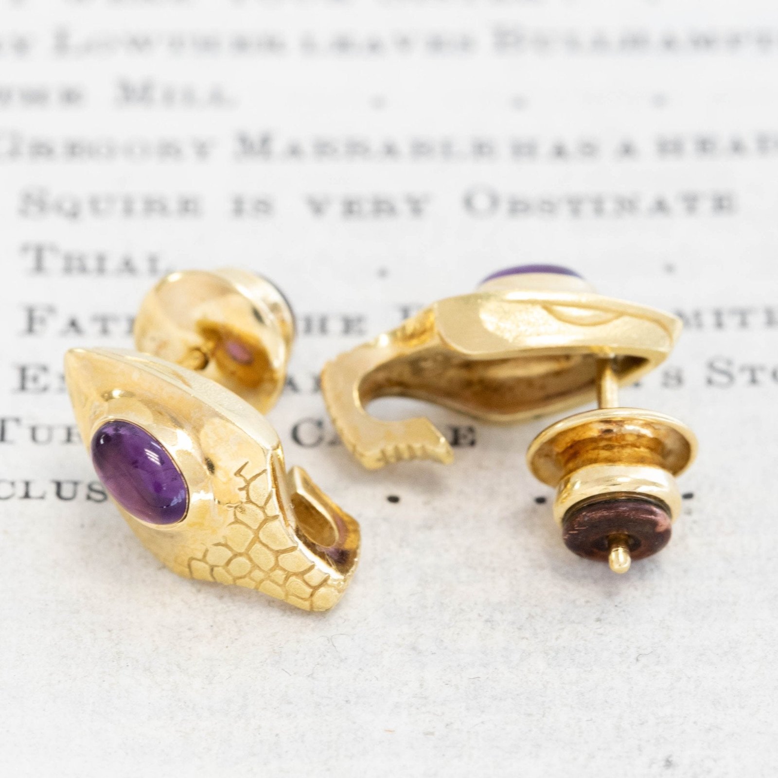 Vintage Amethyst Serpent Earrings - Image 3