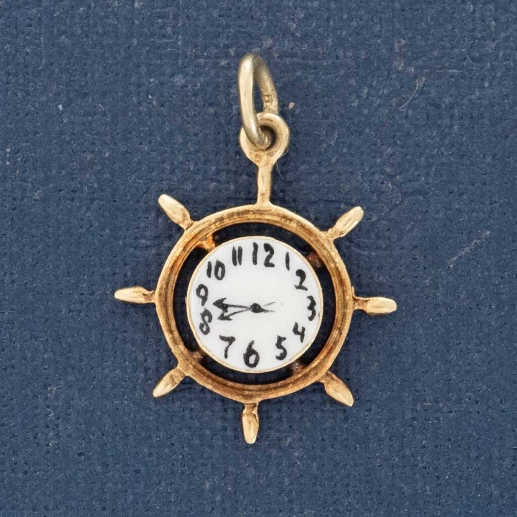 Vintage Captain's Wheel Motif Clock Charm