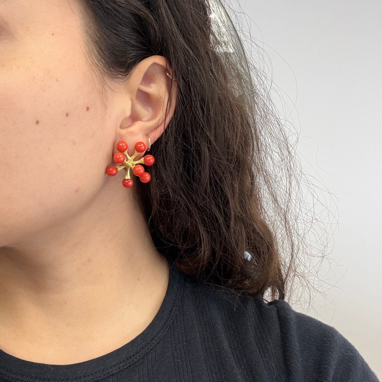 Vintage Coral "Sputnik" Earrings - Image 2