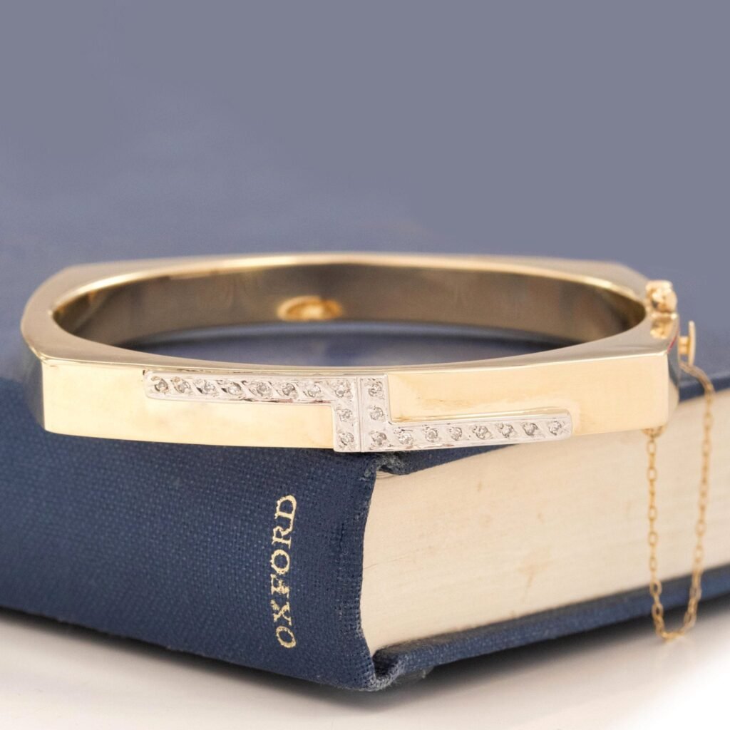 Vintage Diamond & Gold Square Bangle