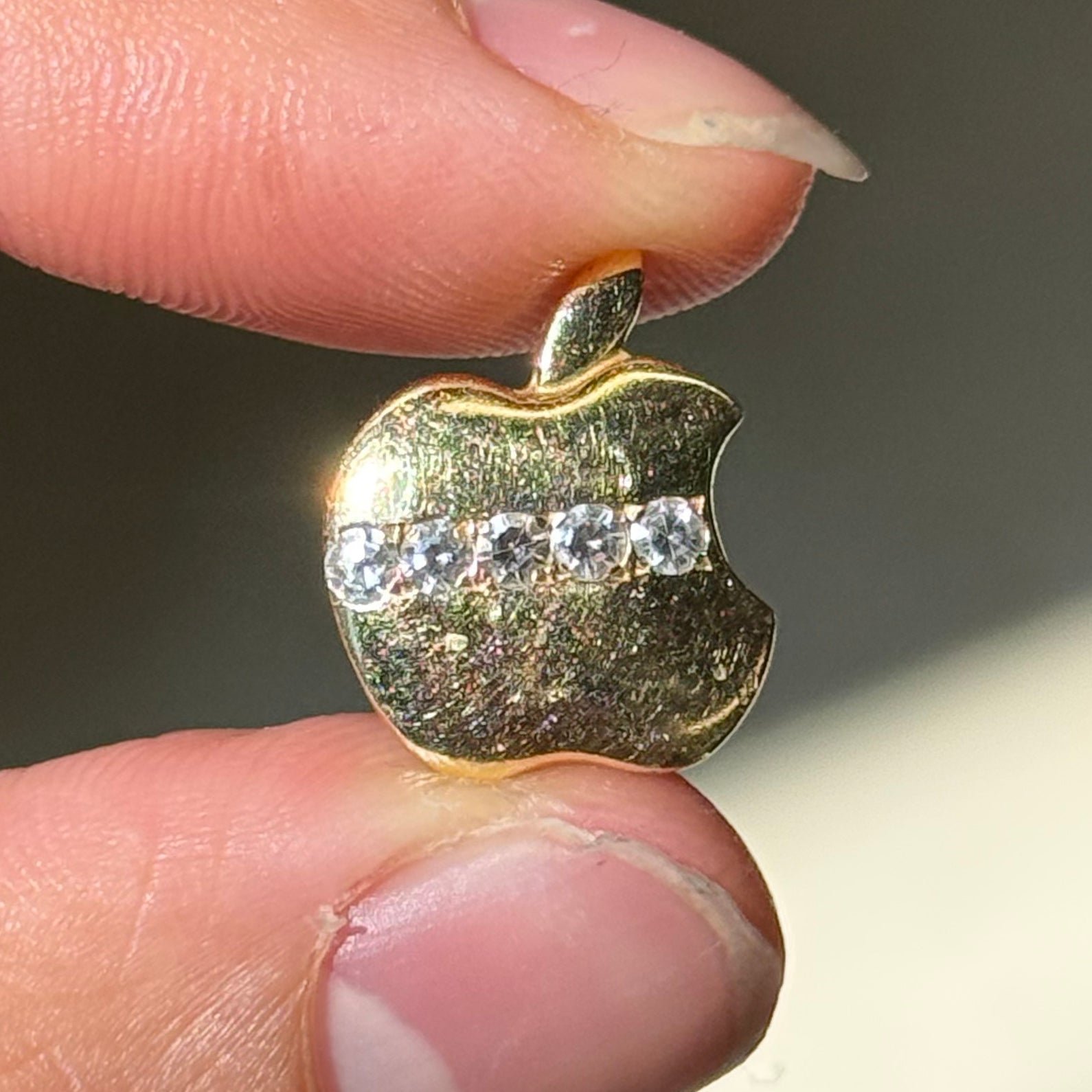 Vintage Diamond Apple Charm - Image 2