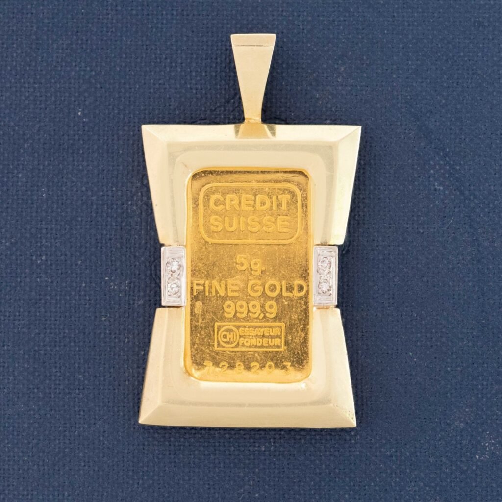Vintage Diamond Assay Bar Pendant