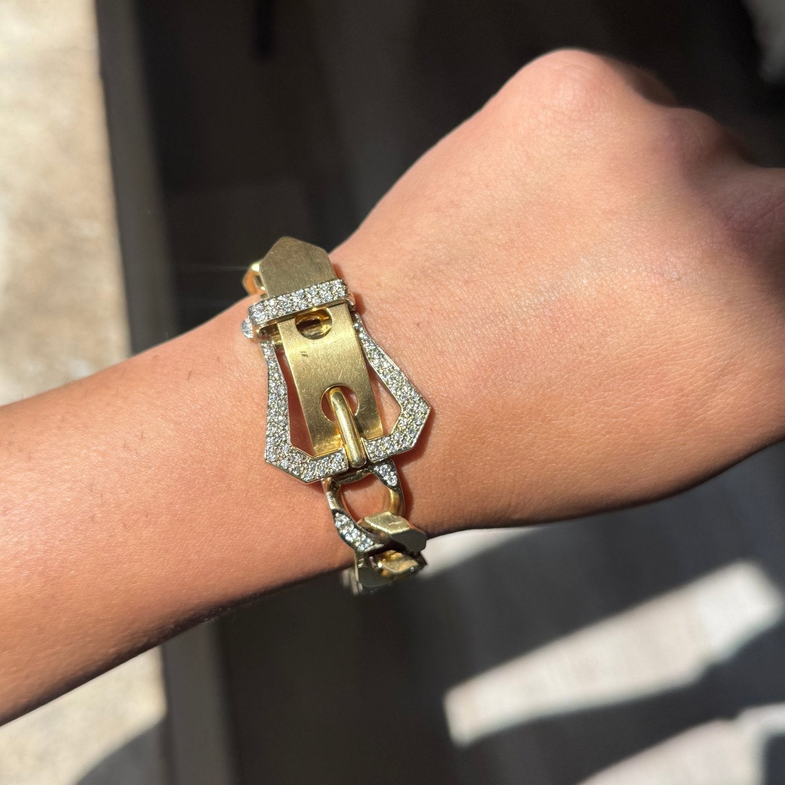 1.80ctw Vintage Diamond Buckle Curb Link Bracelet - Image 2