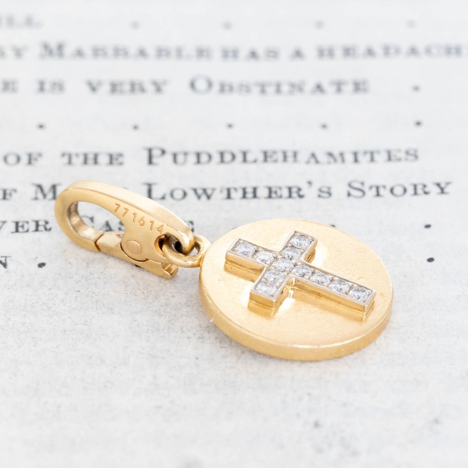 Vintage Diamond Cross Charm, by Cartier France - Image 2
