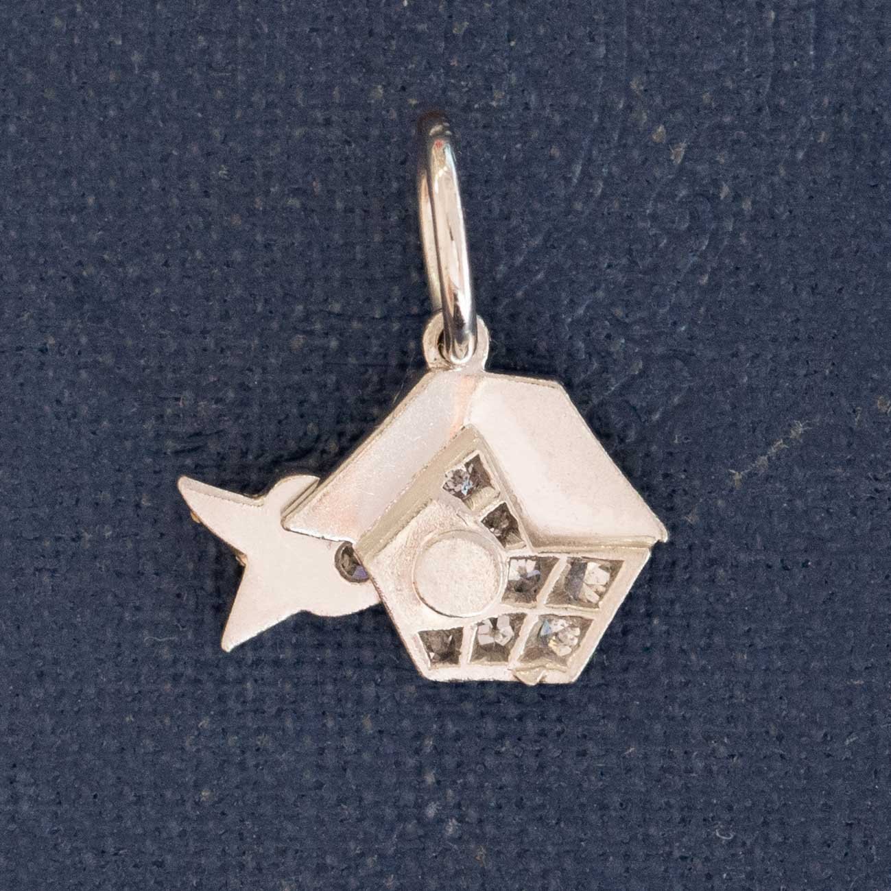 Vintage Diamond Cuckoo Clock Bird Charm - Image 2